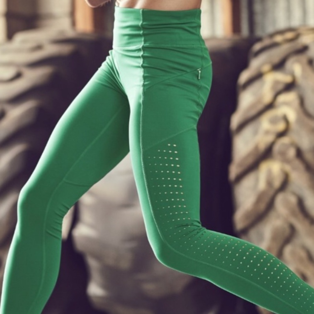 Athleta green Laser Cut Contender 7/8 Leggings
